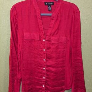 Women's Red Button-Up Top